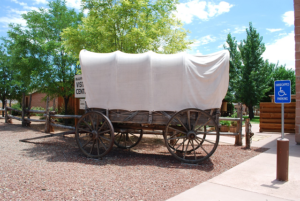 Laura and her family moved west in their covered wagon