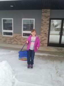 Bear Bear on her first day of school