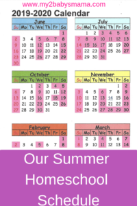Our Summer Homeschool Schedule